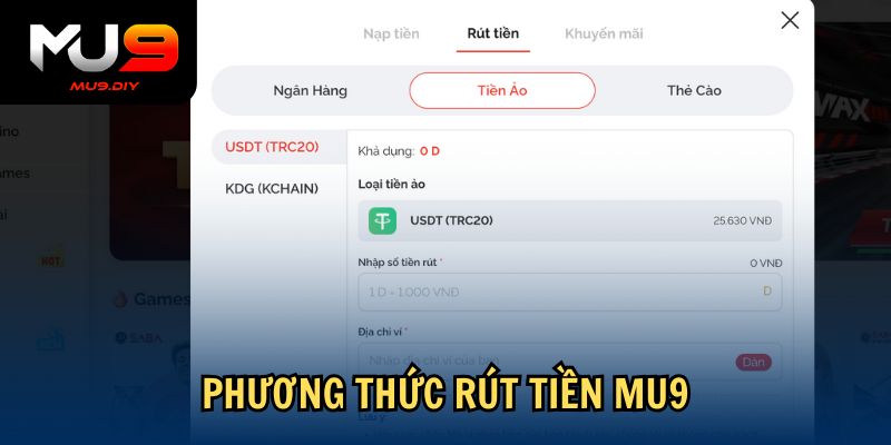 Phương thức rút tiền Mu9