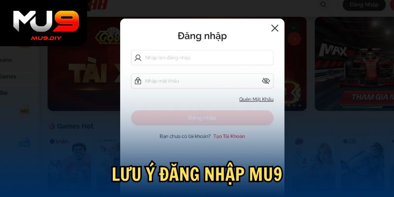 Lưu ý đăng nhập Mu9